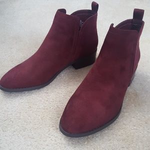 Just Fab Cranberry Ankle Booties
